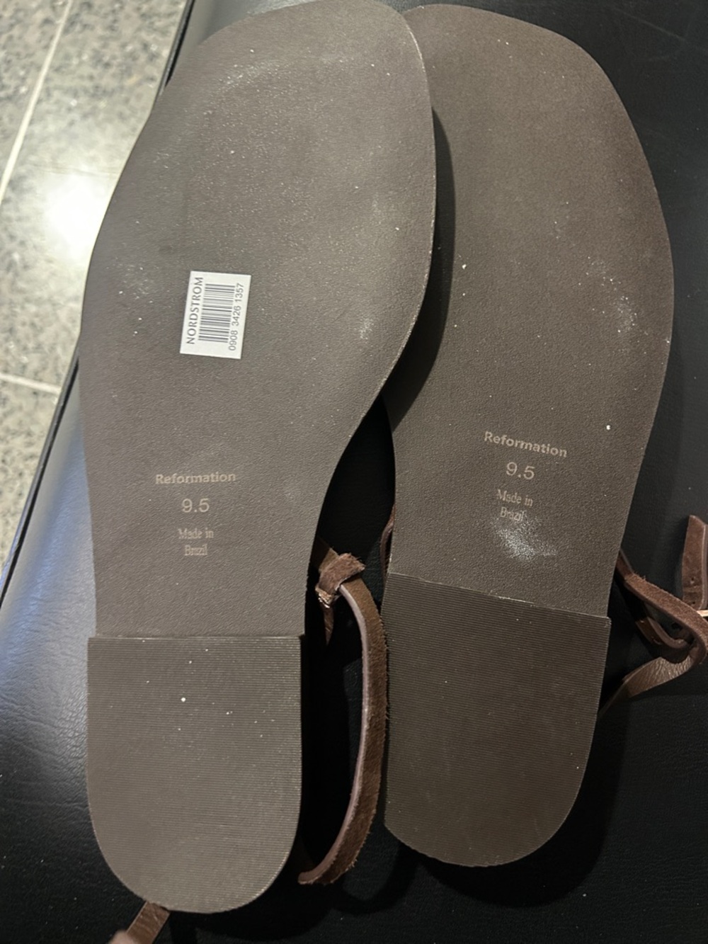Reformation Lake Flat Sandals Brown Suede 9.5 - Picture 6 of 6